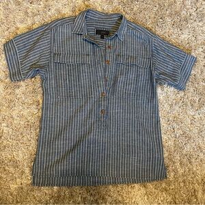 J. Crew Women's Pinstriped Half Button Size Small